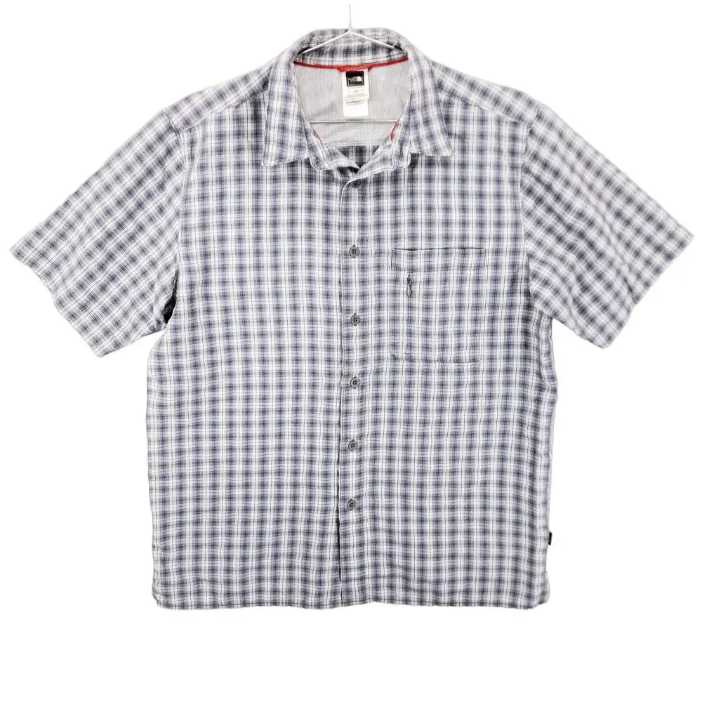 The North Face Shirt Mens M Gray Short Sleeve Outdoor Performance Vent Button Up